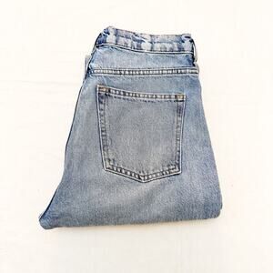 & Other Stories Button Fly Light Wash Straight Leg Denim Jeans Raw Hem Size 28